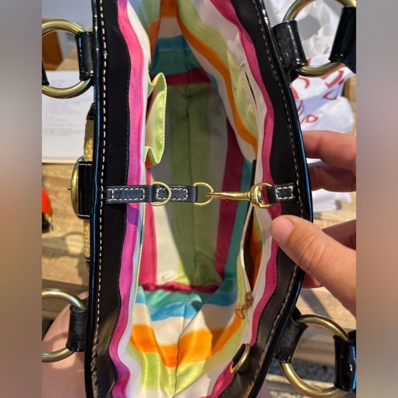 Coach EUC Princess Street Raffia and Patent Leather Legacy Tote Bag - Picture 13 of 15